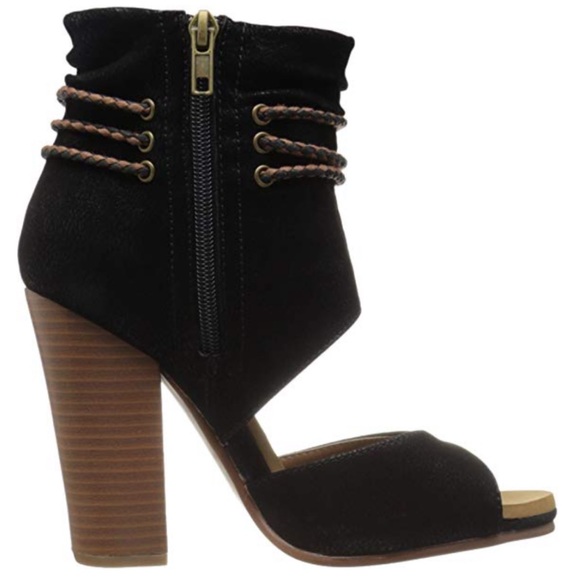 Black Bohemian Chic Tassel Peep Toe Shootie - Picture 3 of 4